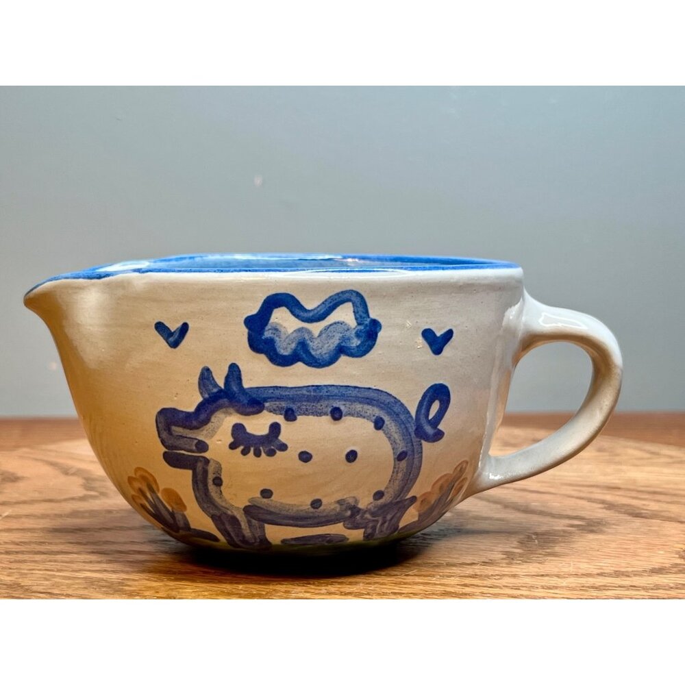 MA Hadley Pottery Stoneware Dairy Farm Cow Pattern Gravy Boat/Cream Pourer